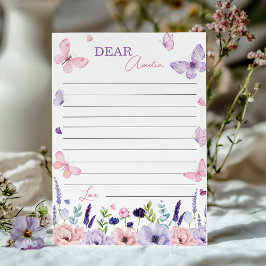 バタフライフローラタイムカプセルノートメッセージカード サンキューカード