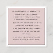 バタフライフローラタトゥーアフターケアの指示 スクエア名刺 (裏面)