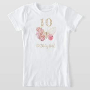 バタフライフローラテーマ10誕生日 Tシャツ