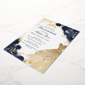 バタフライフローラドレスネイビー金ゴールドキンセアニェラ 箔招待状 (回転した状態)