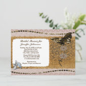 バタフライフローラビーズレース&バーラップブライダルシャワー 招待状 (スタンド正面)