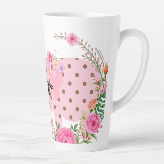 バタフライフローラピンクエレファントラテマグ カフェラテマグ (右)