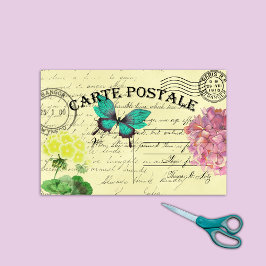 バタフライフローラフランスのはがき切り 薄葉紙
