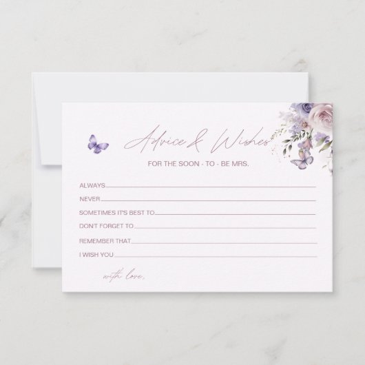 バタフライフローラブライダルシャワーアドバイスウィズカード サンキューカード (正面)