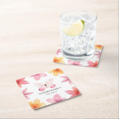 バタフライフローラベビーシャワーパーソナライズされた スクエアペーパーコースター (インサイチュ)