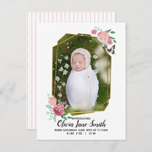 バタフライフローラベビー誕生の発表 案内ポストカード (正面/裏面)