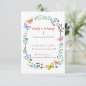 バタフライフローラベビー誕生日パーティカスタムー 招待状 (スタンド正面)