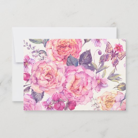 バタフライフローラモダン悔やみや弔慰葬儀 サンキューカード (裏面)