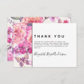 バタフライフローラモダン悔やみや弔慰葬儀 サンキューカード (正面/裏面)