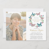 バタフライフローラライフ葬儀の写真お祝い 招待状 (正面)