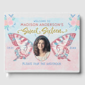 バタフライフローラ写真甘い16誕生日パーティー ゲストブック (正面)