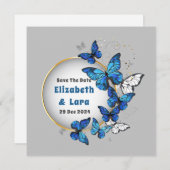 バタフライフローラ招待状カード 招待状 (正面/裏面)