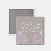 バタフライフローラ日付磁石、薄紫を保存 マグネット (正面/裏面)