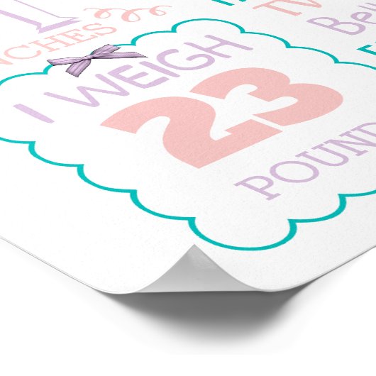 バタフライフローラ最初の誕生日のサインのポスター ポスター (角)