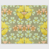 バタフライフローラ植物性アールヌーボー ラッピングペーパー (フラット)