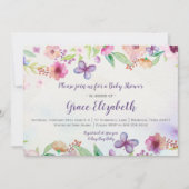 バタフライフローラ水彩ベビーシャワー招待状 招待状 (正面)