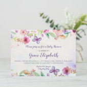 バタフライフローラ水彩ベビーシャワー招待状 招待状 (スタンド正面)