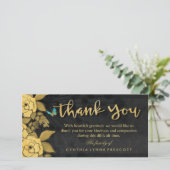 バタフライフローラ金ゴールド&ブラックサンキュー悔やみや弔慰 サンキューカード (スタンド正面)