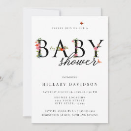 バタフライフローラ、ベビーシャワー 招待状