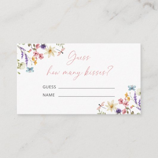 バタフライブライダルシャワーいくつのキスゲーム エンクロージャーカード (正面)