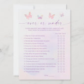 バタフライブライダルシャワーのゲームカードの上または下 招待状 (正面)