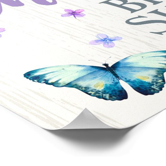 バタフライブライダルシャワーウェルカムサイン ポスター (角)