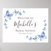 バタフライブライダルシャワーウェルカムサイン ポスター (正面)