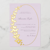 バタフライブライダルシャワーエレガント薄紫金箔 箔招待状 (正面)