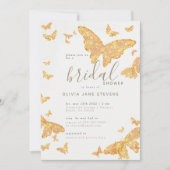 バタフライブライダルシャワーエレガント金ゴールドクラシック 招待状 (正面)