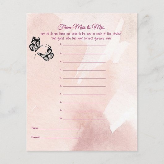 バタフライブライダルシャワーエージゲーム (正面)