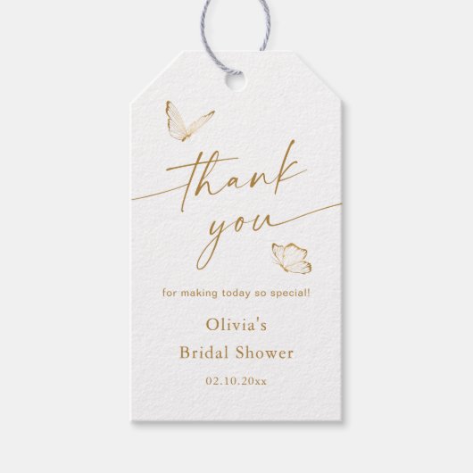 バタフライブライダルシャワーサンキューオペ ギフトタグ (正面)