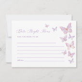 バタフライブライダルシャワーデイトナイトアイディアカード 招待状 (正面)