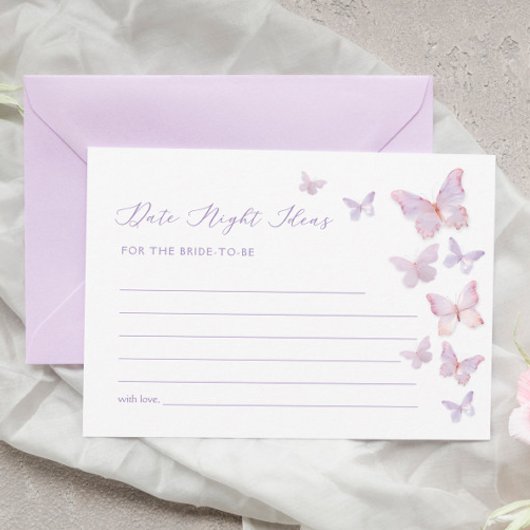バタフライブライダルシャワーデイトナイトアイディアカード 招待状