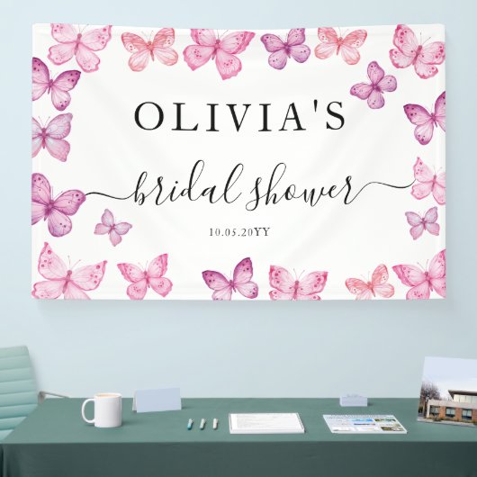 バタフライブライダルシャワーパーティーラージバナー 横断幕 (トレードショー)