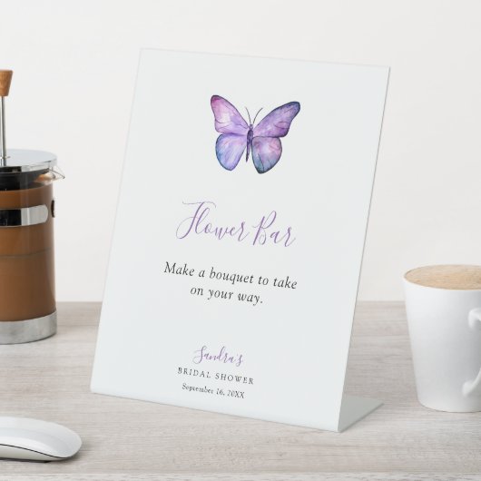 バタフライブライダルシャワーフラワーバーブーケ 台座サイン (インサイチュ)