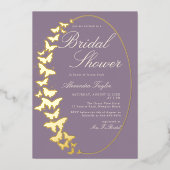 バタフライブライダルシャワーラベンダー金ゴールドシモダンック 箔招待状 (正面)