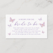 バタフライブライダルシャワーレシピ要求 エンクロージャーカード (正面)
