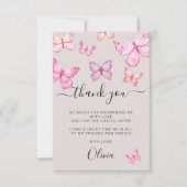 バタフライブライダルシャワー感謝していユー 招待状 (正面)