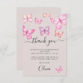 バタフライブライダルシャワー感謝していユー 招待状 (正面/裏面)