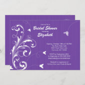 バタフライブライダルシャワー招待状紫 招待状 (正面/裏面)