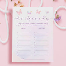 バタフライブライダルシャワー推測エイジのゲームカード