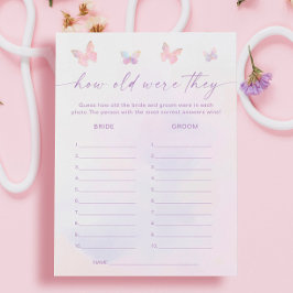 バタフライブライダルシャワー推測エイジのゲームカード 招待状