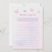 バタフライブライダルシャワー推測Whoゲームカード 招待状 (正面)