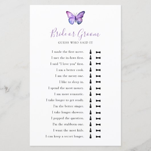 バタフライブライダルシャワー誰が言ったか推測 (正面)