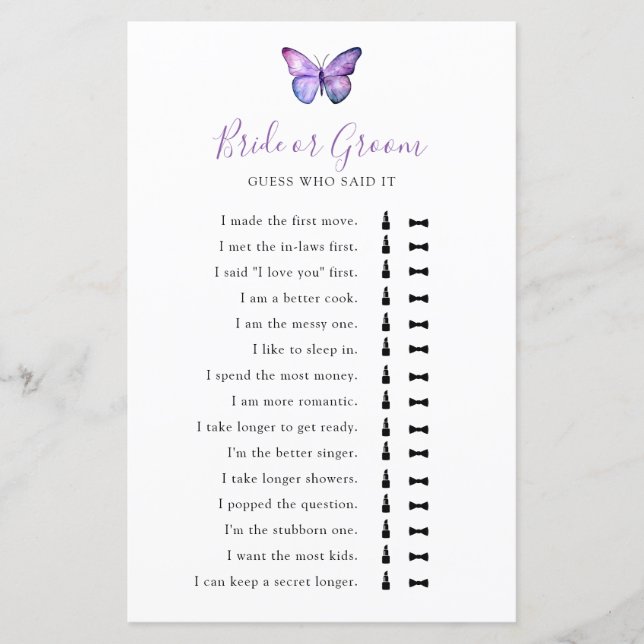 バタフライブライダルシャワー誰が言ったか推測 (正面)