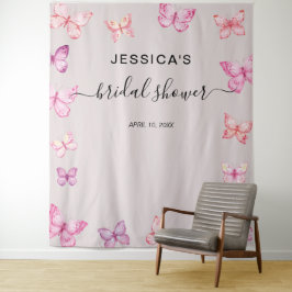 バタフライブライダルシャワーBackdropフォトブース タペストリー