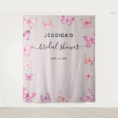 バタフライブライダルシャワーBackdropフォトブース タペストリー (正面)