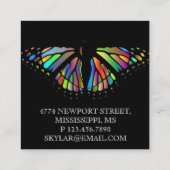 バタフライブラックエレガントスクエアの名刺 スクエア名刺 (裏面)