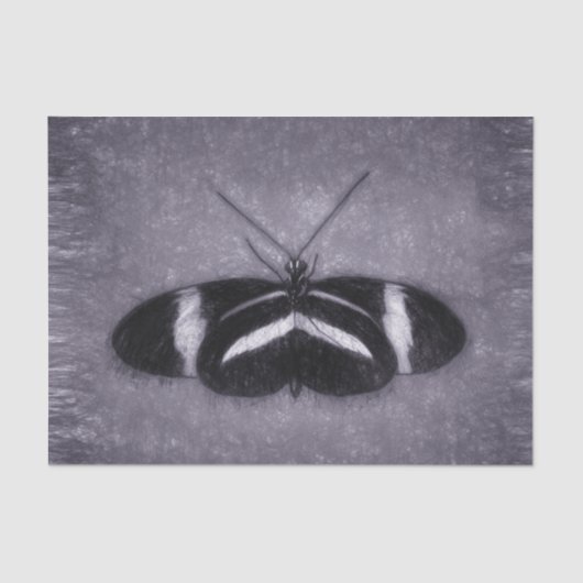 バタフライブラックパープルヴィンテージビクトリアンデクページ 薄葉紙 (正面)