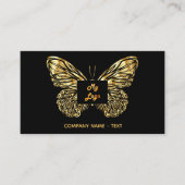 バタフライブラック金ゴールドエレガントロゴQRコード 名刺 (正面)